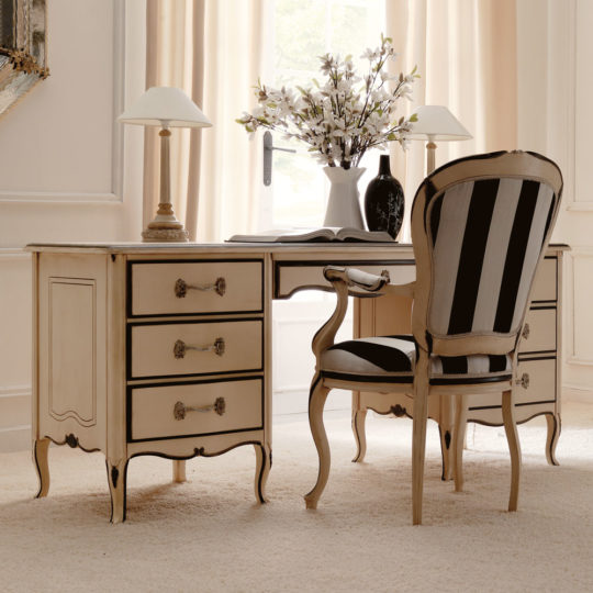 Reproduction Ivory And Black Italian Desk