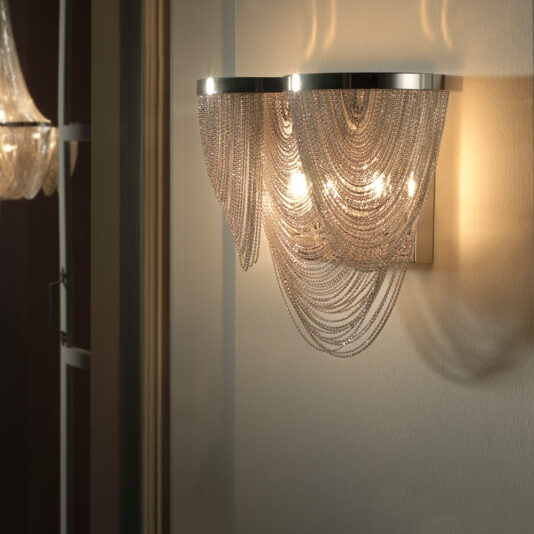 Nickel Chain Designer Double Wall Light