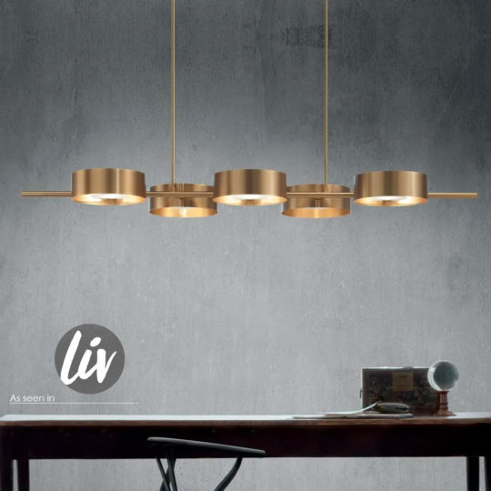 Contemporary Italian Gold-Plated Suspension Light