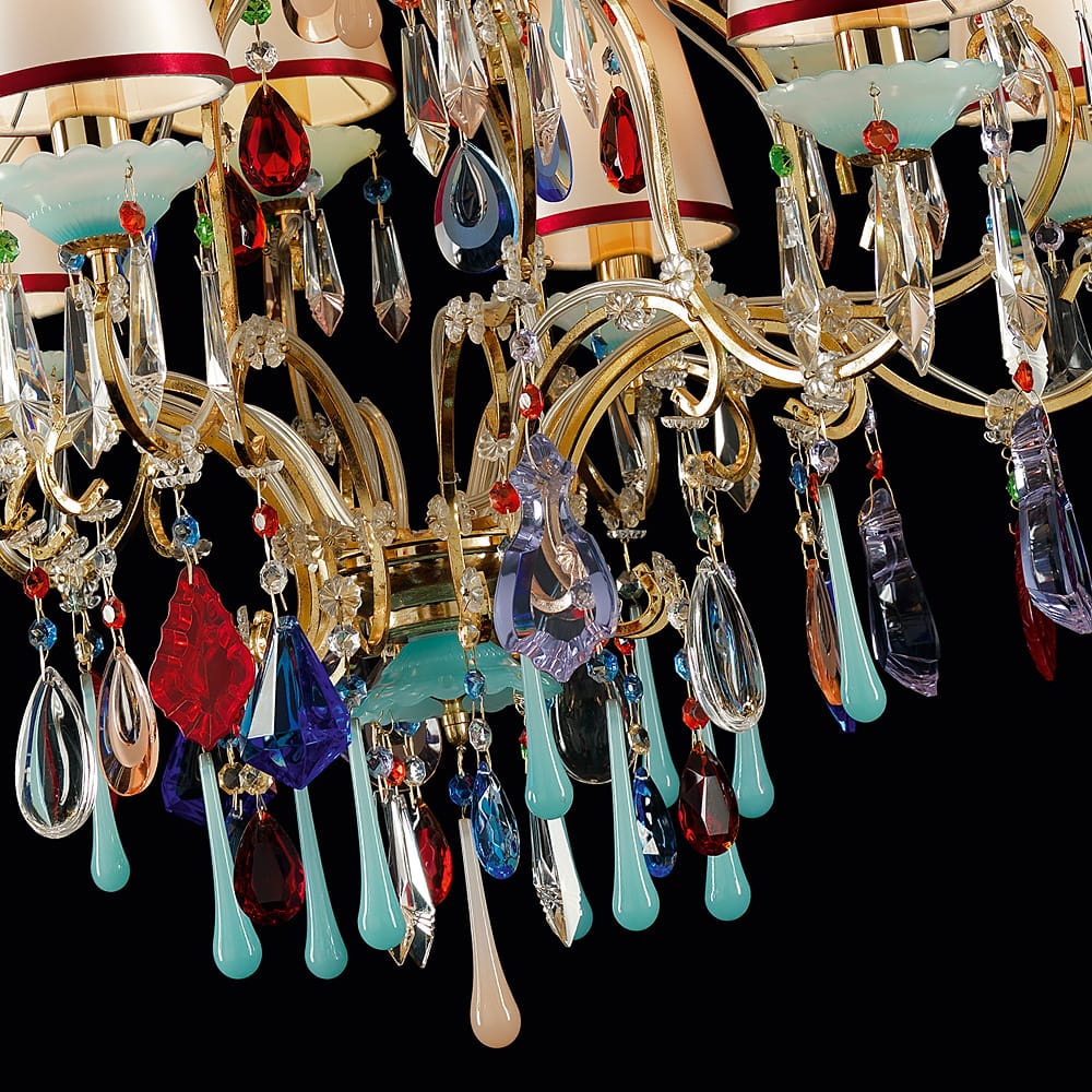 multi coloured glass finish chandelier