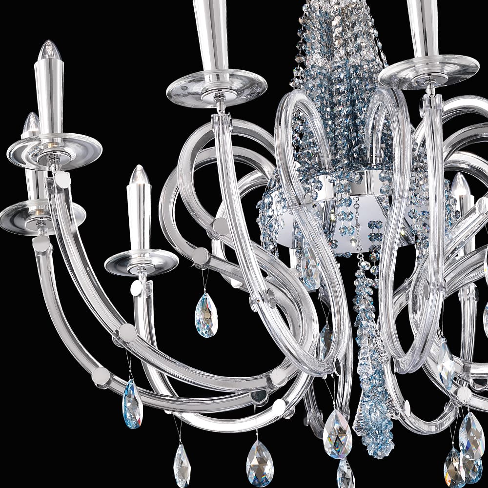 murano glass blue swarovski crystal silver chandelier