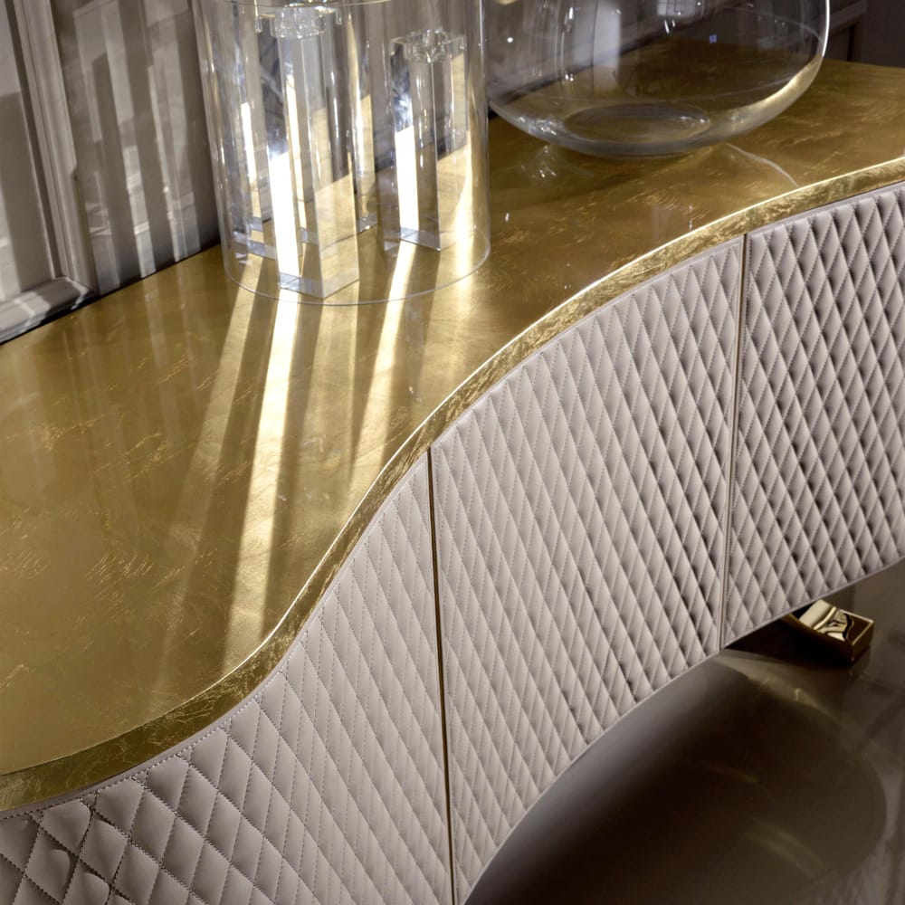 Italian quilted nubuck sideboard gold leaf top bespoke options