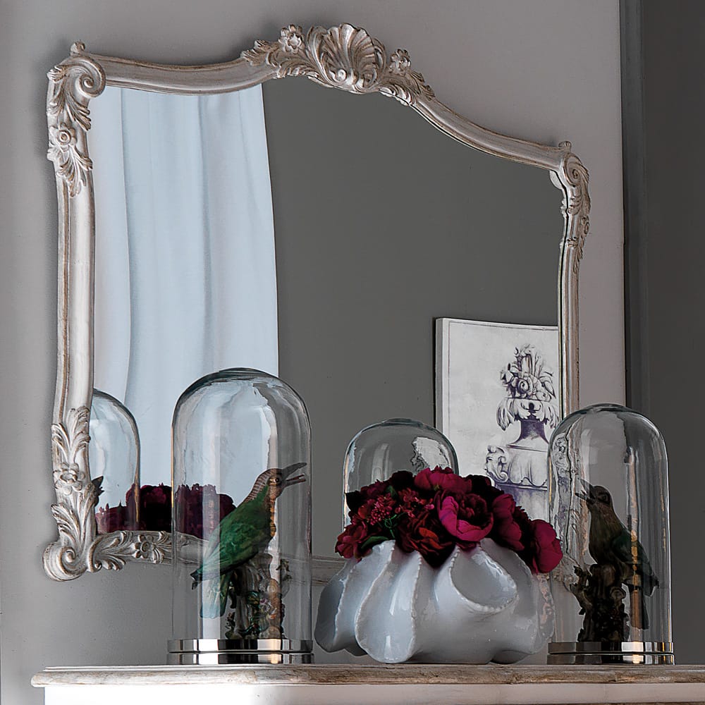 Florence Collection, large mirror with ornate silver frame