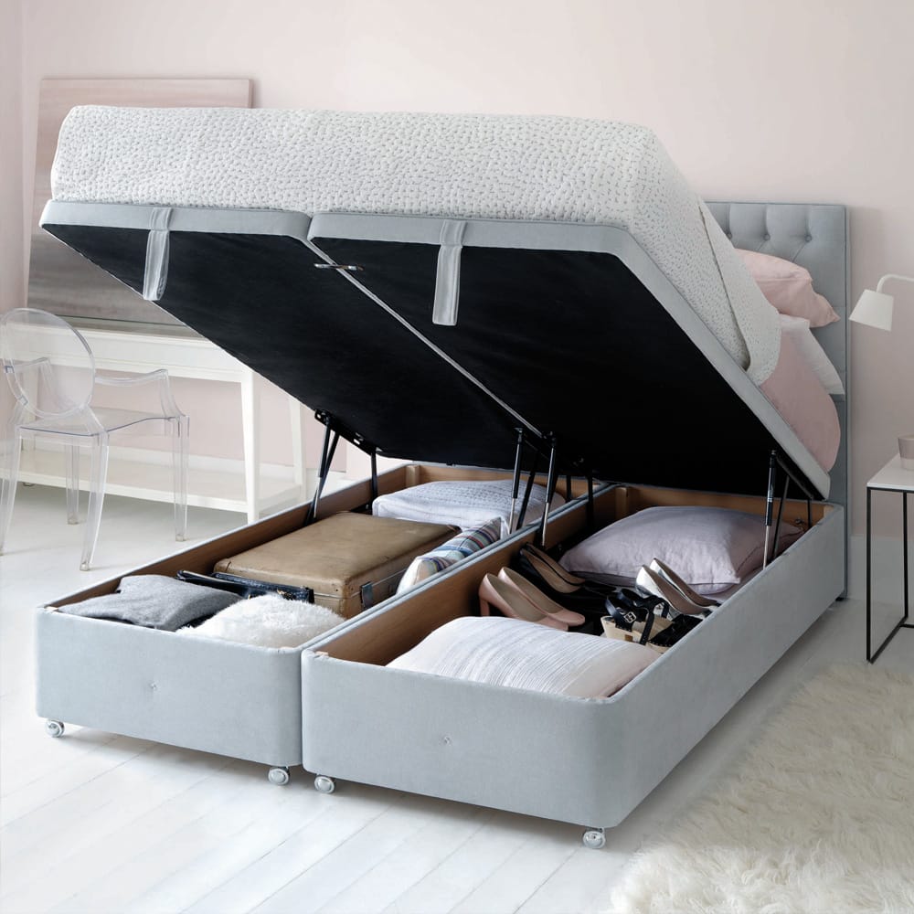 Impress the guests, hypnos storage divan, two single bed bases, linked to make double bed