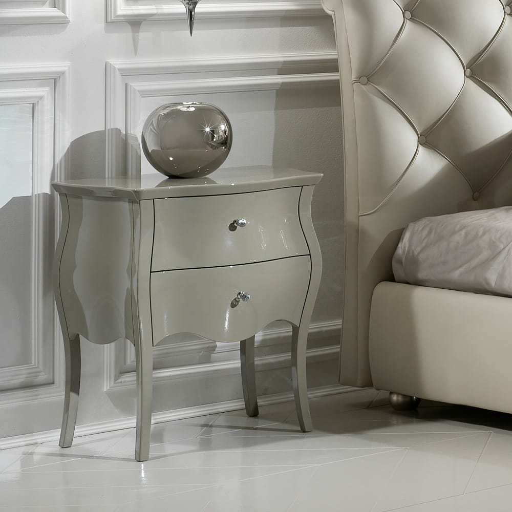 bedside table grey gloss lacquer finish