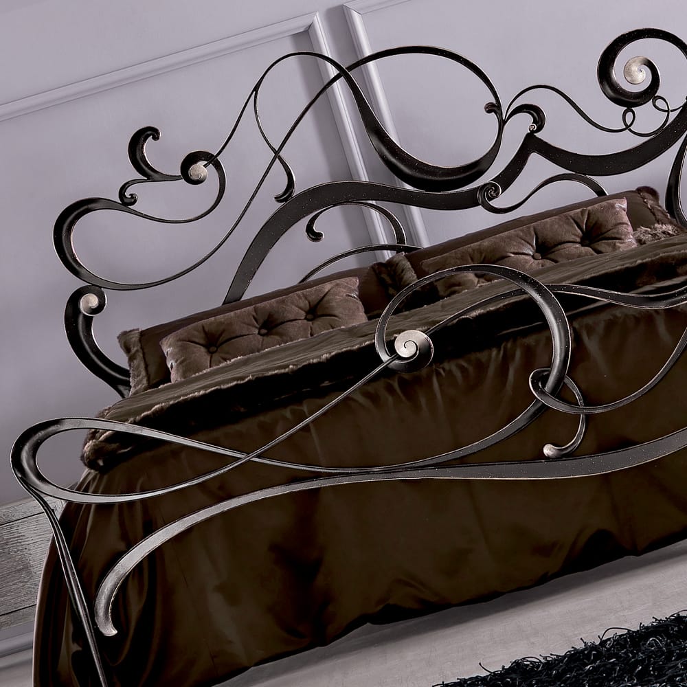 luxurious designer ornate swirl bed iron finish