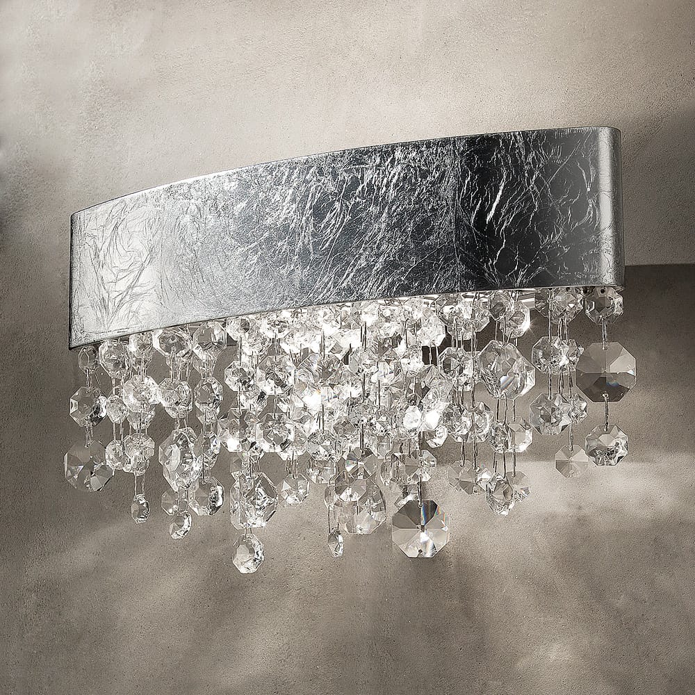 chandelier style wall light with silver leaf