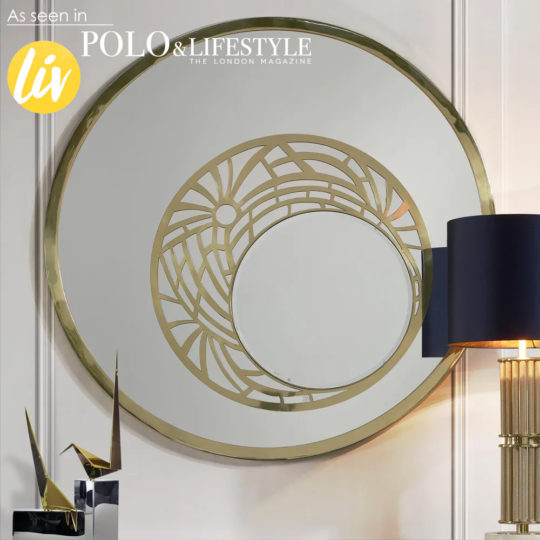 Luxury Art Deco Inspired Designer Round Brass Wall Mirror