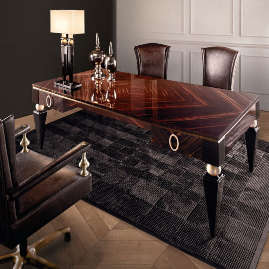 Luxury Designer Ebony Gloss Veneer Desk