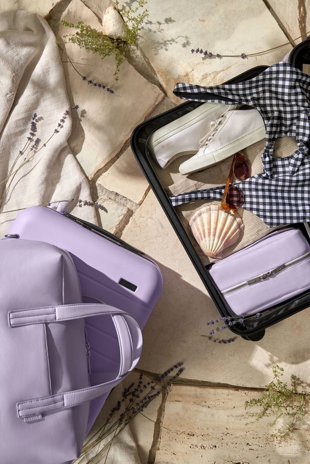 Packing holiday items in a small carry on suitcase with accessories