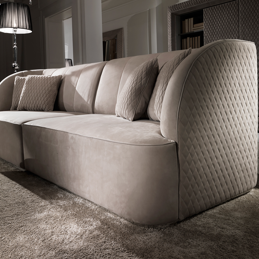 Modern Italian Quilted Nubuck Sofa