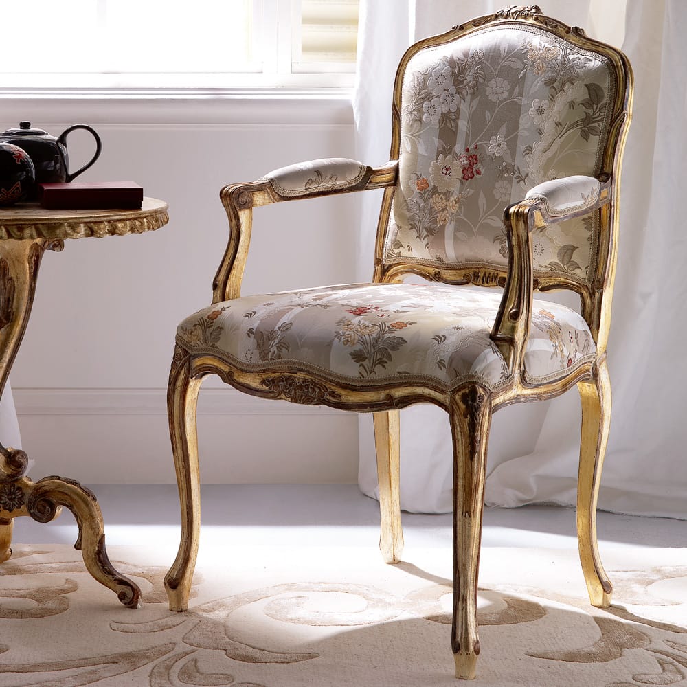 Florence Collection, ornate occasional armchair, floral silk upholstery