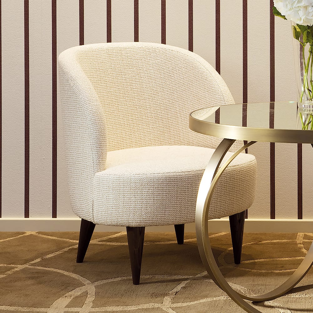 Contemporary Curved cotton fabric Armchair