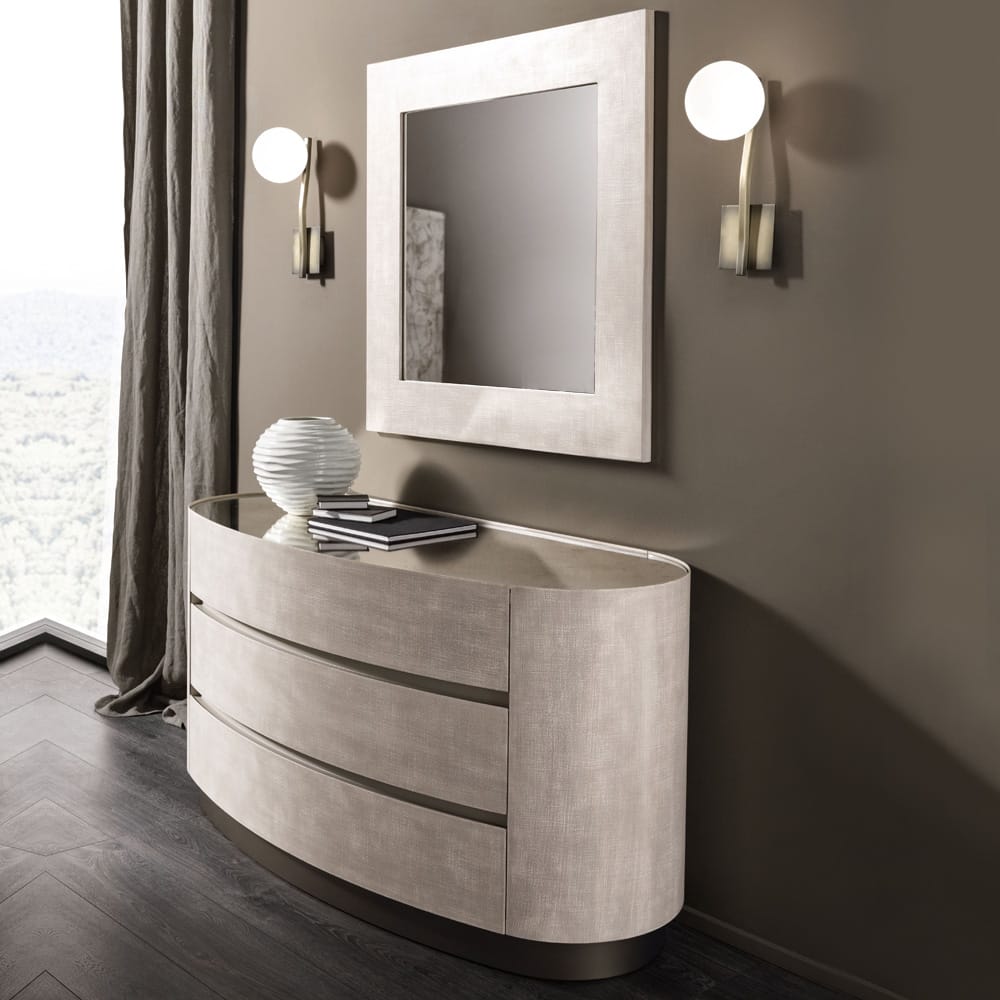 Impress the guests, contemporary oval chest of drawers