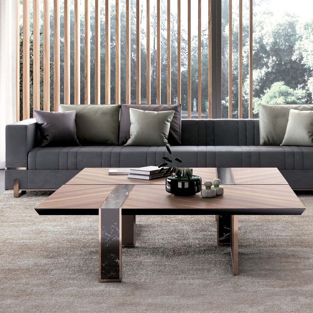 new arrivals, contemporary veneered coffee table with dark inserts