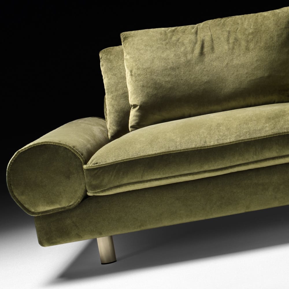 Velvet retro sofa in forest green