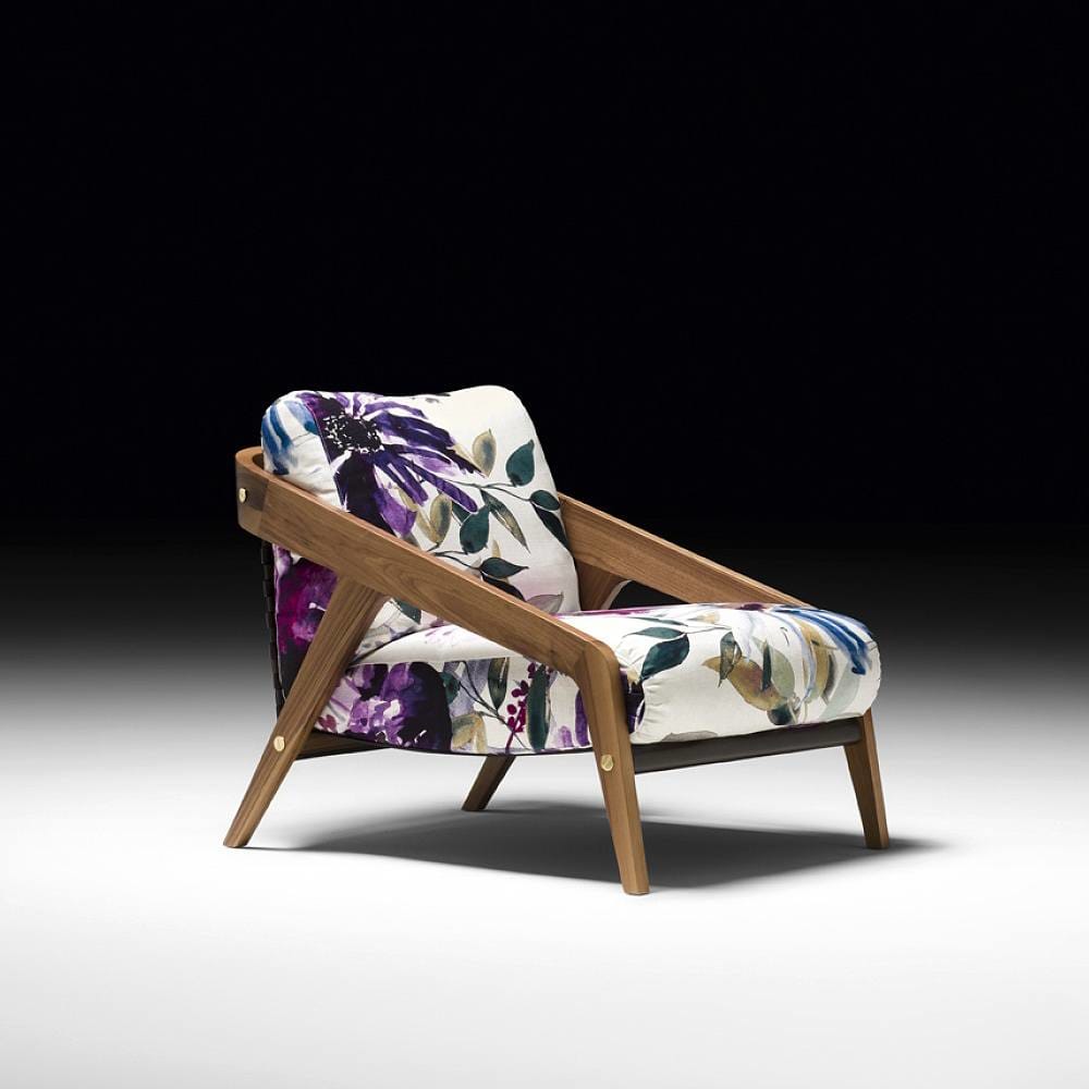 Contemporary Italian Walnut Floral Fabric Armchair in piece about furnishing fabrics