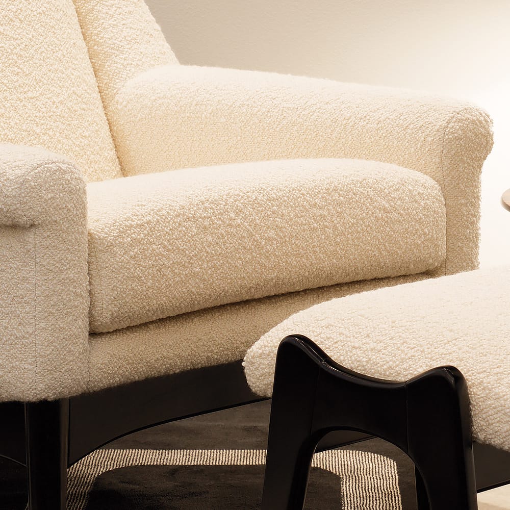 Contemporary-Italian wool fabric Armchair Footstool