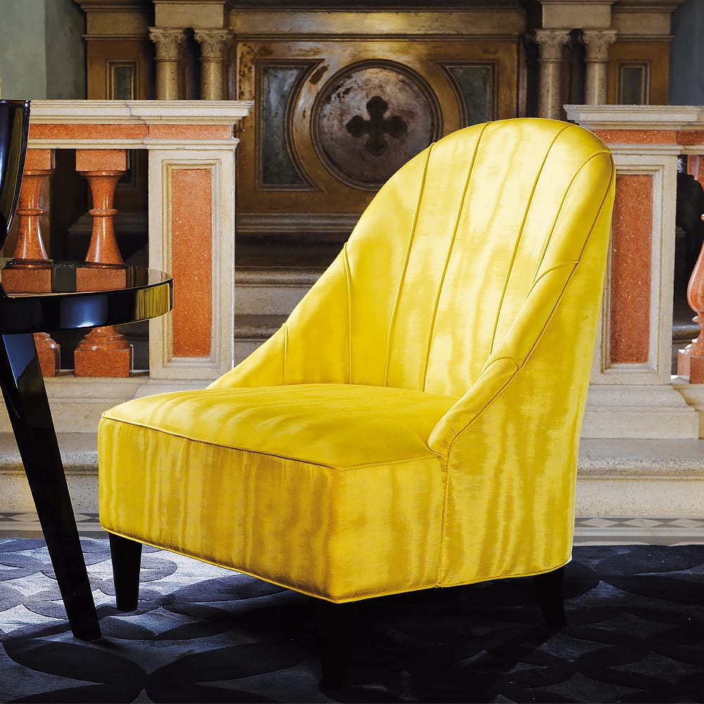 Contemporary Luxury Italian mixed fabrics Armchair in piece about furnishing fabrics