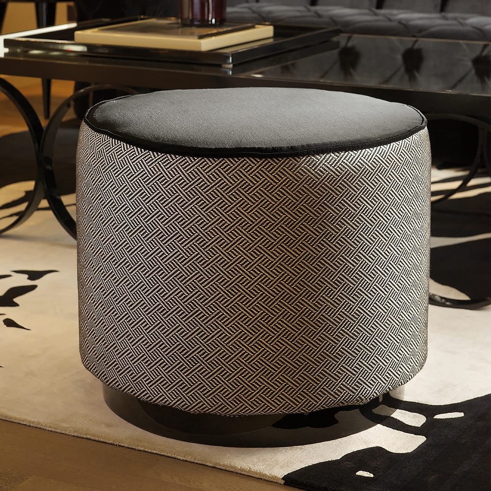 Contemporary patterned fabric Upholstered Pouffe