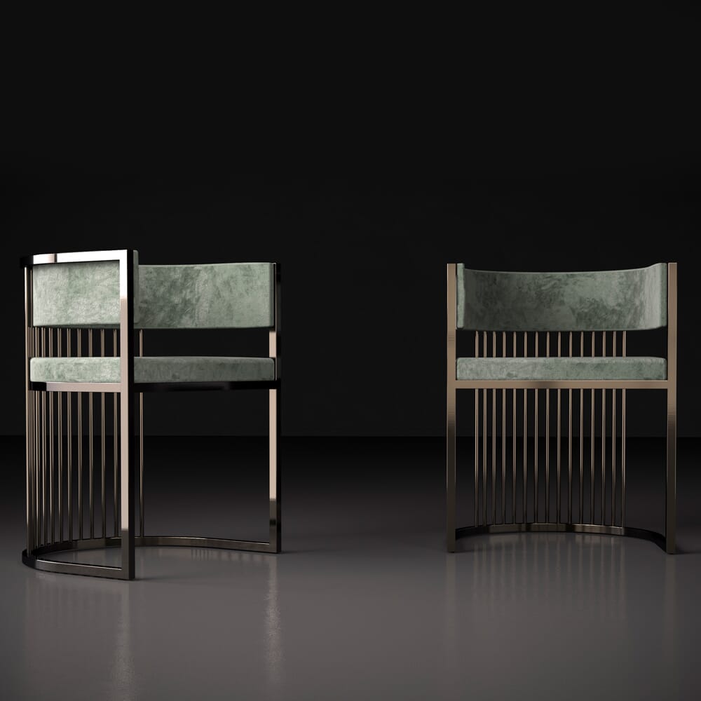 new arrivals, modern metal and green velvet dining chair