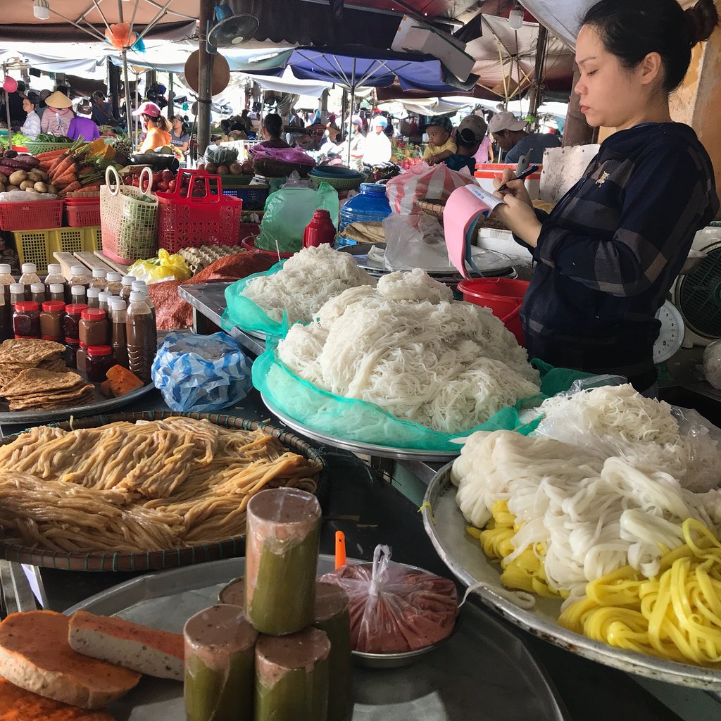 Vietnam, cookery class, shopping at the local market, noodle stall