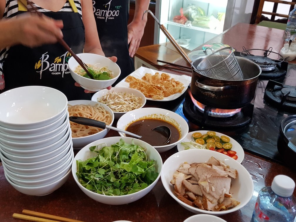 Vietnam, cookery class, range of fresh ingredients