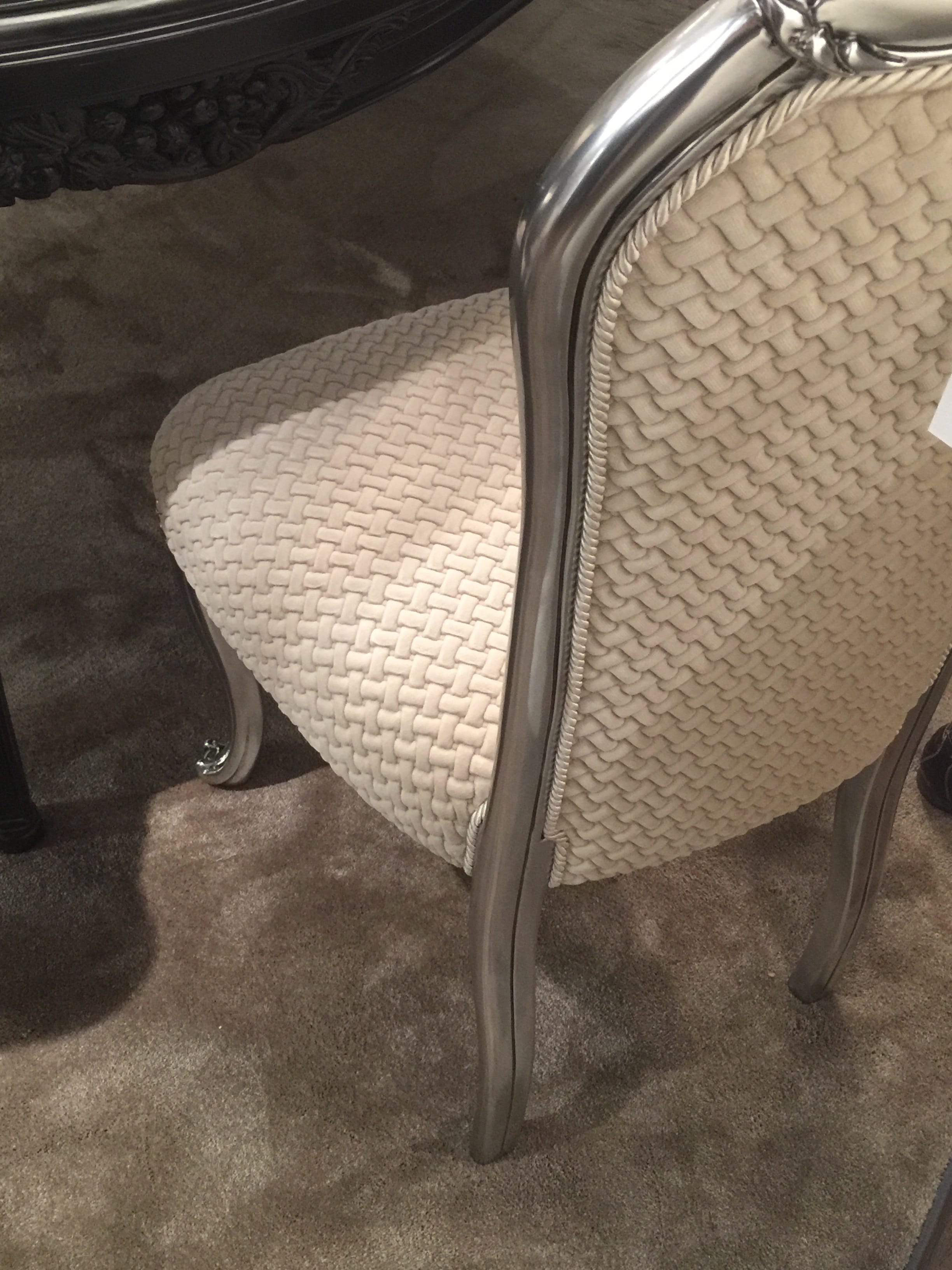 milan update dining chair cream highly textured fabric