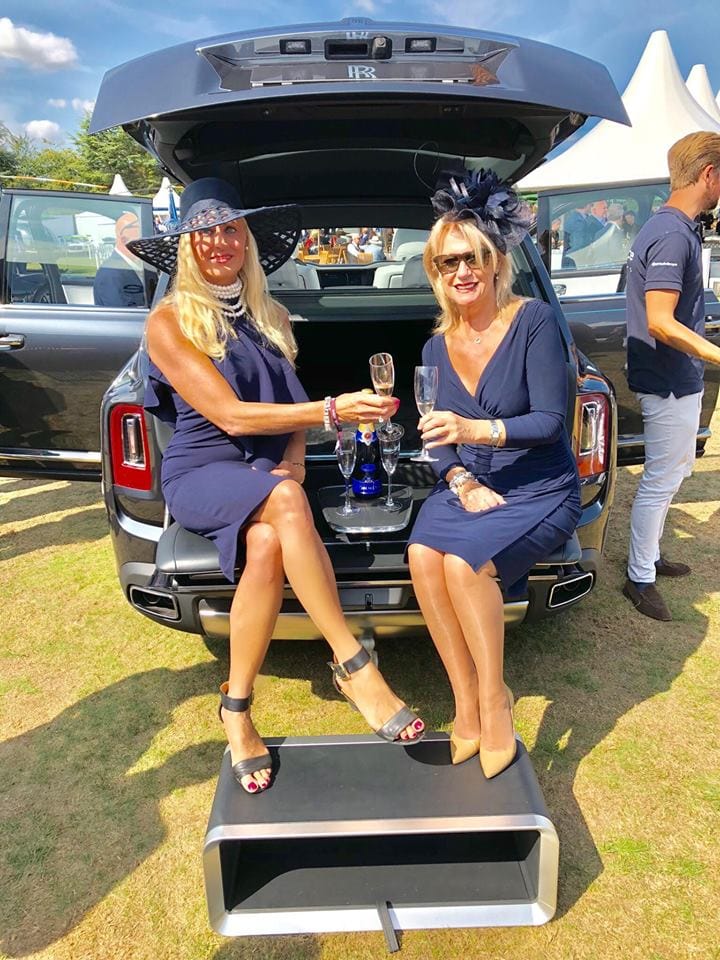 Salon Privé 2018, Juliette and Fiona in a Rolls Royce with champagne