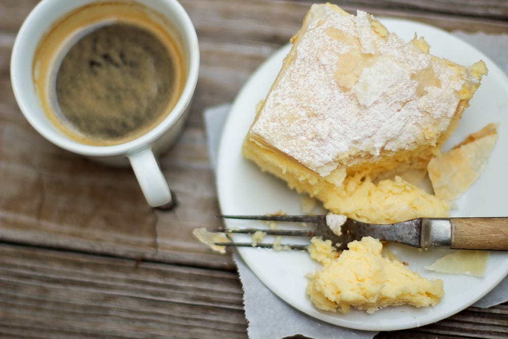 Krempita with Turkish Coffee in Kotor Old Town, Montenegro