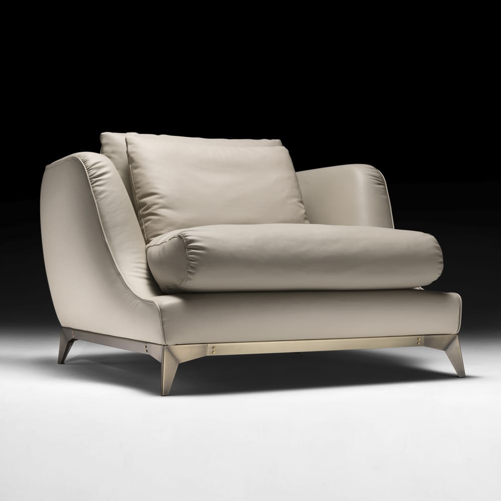 Large Leather fabric Contemporary Armchair