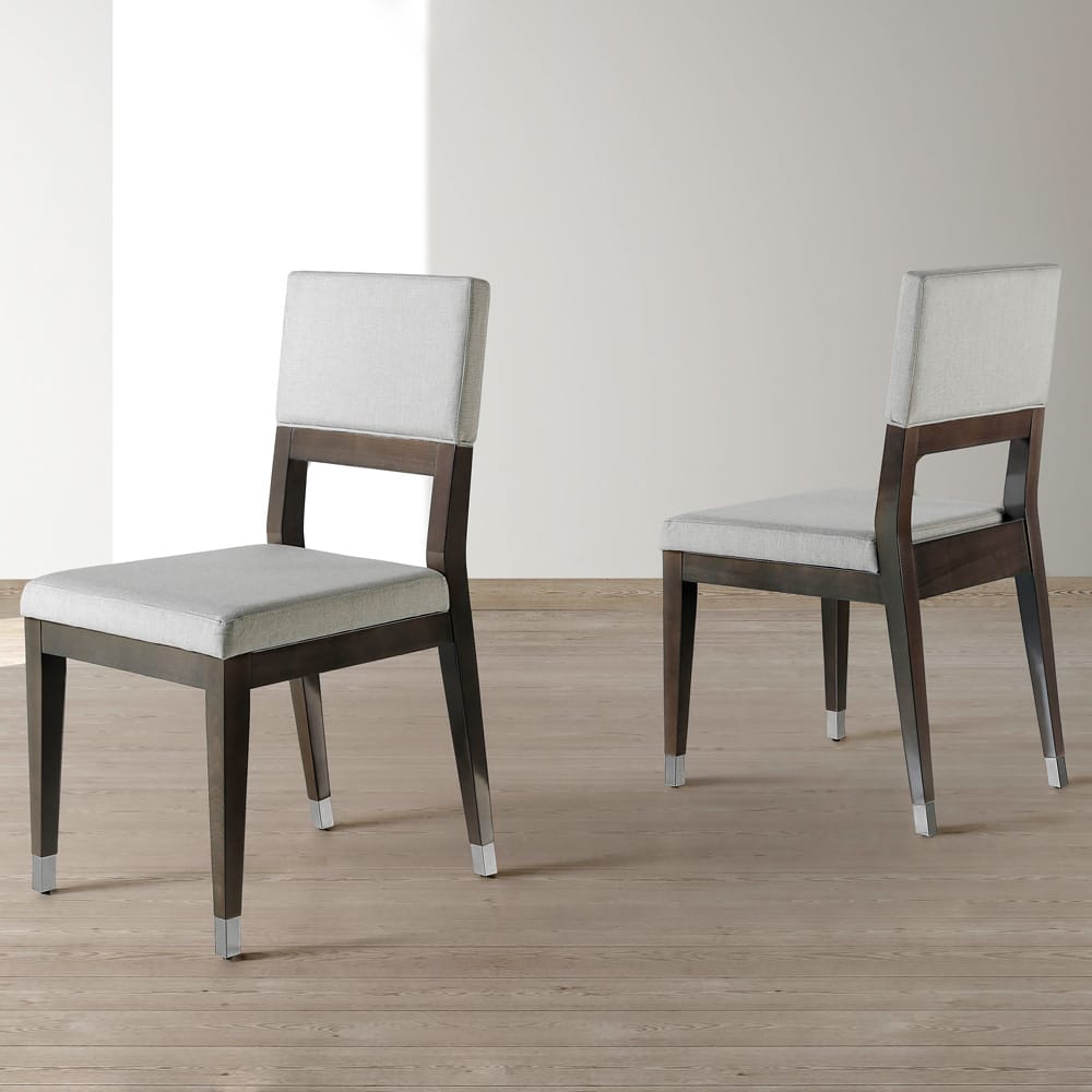 Impress the guests, London Collection contemporary walnut and fabric dining chair