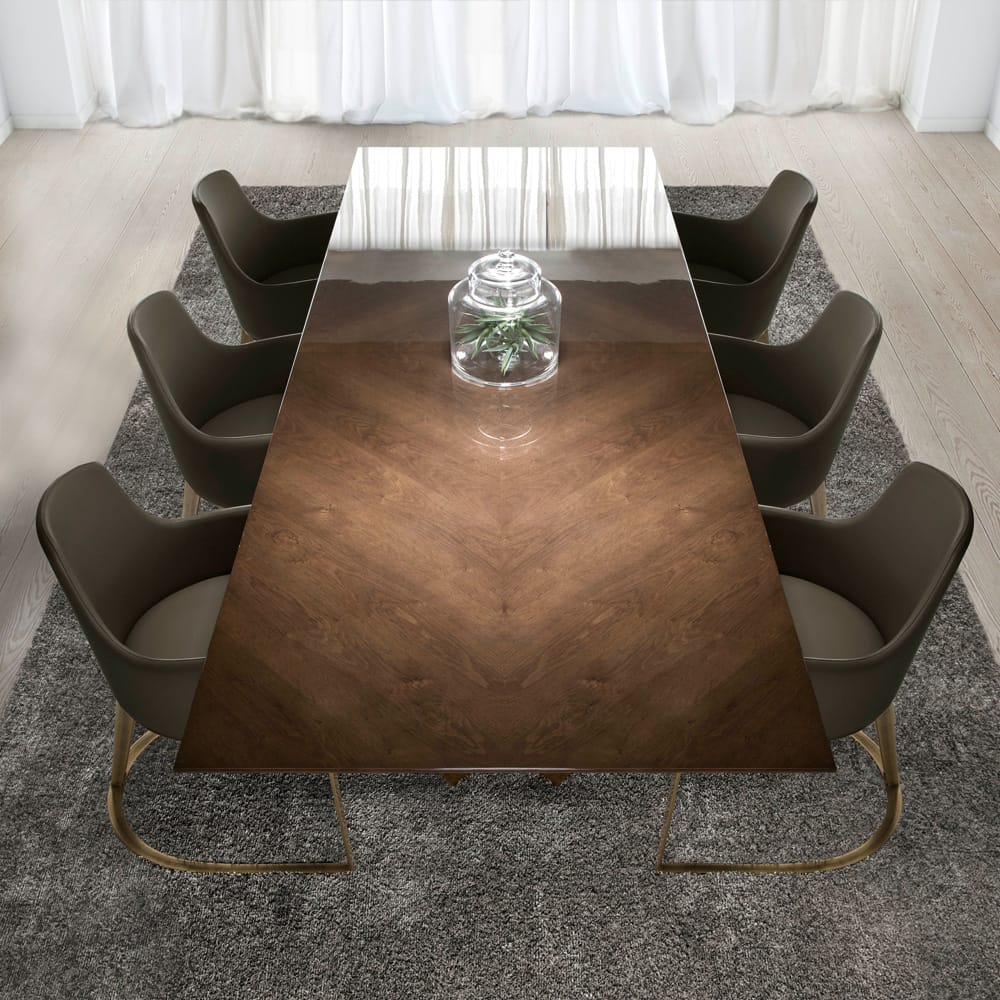 Impress the guests, large rectangular table with high gloss oak veneer