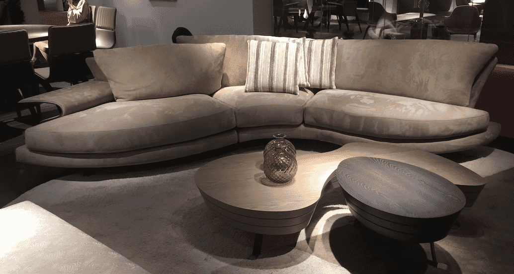 milan update organic shapes taupe sofa curved wooden coffee tables