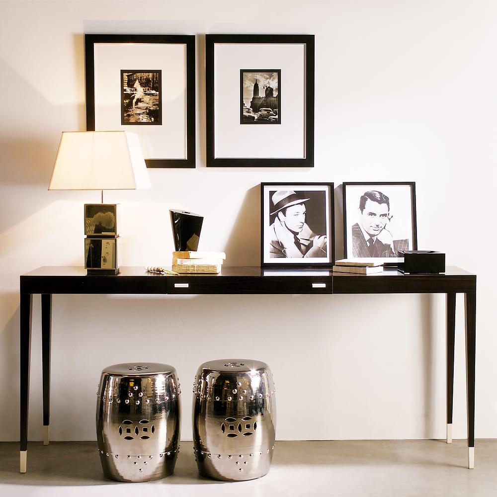 Impress the guests, modern italian ebony console table, high gloss finish