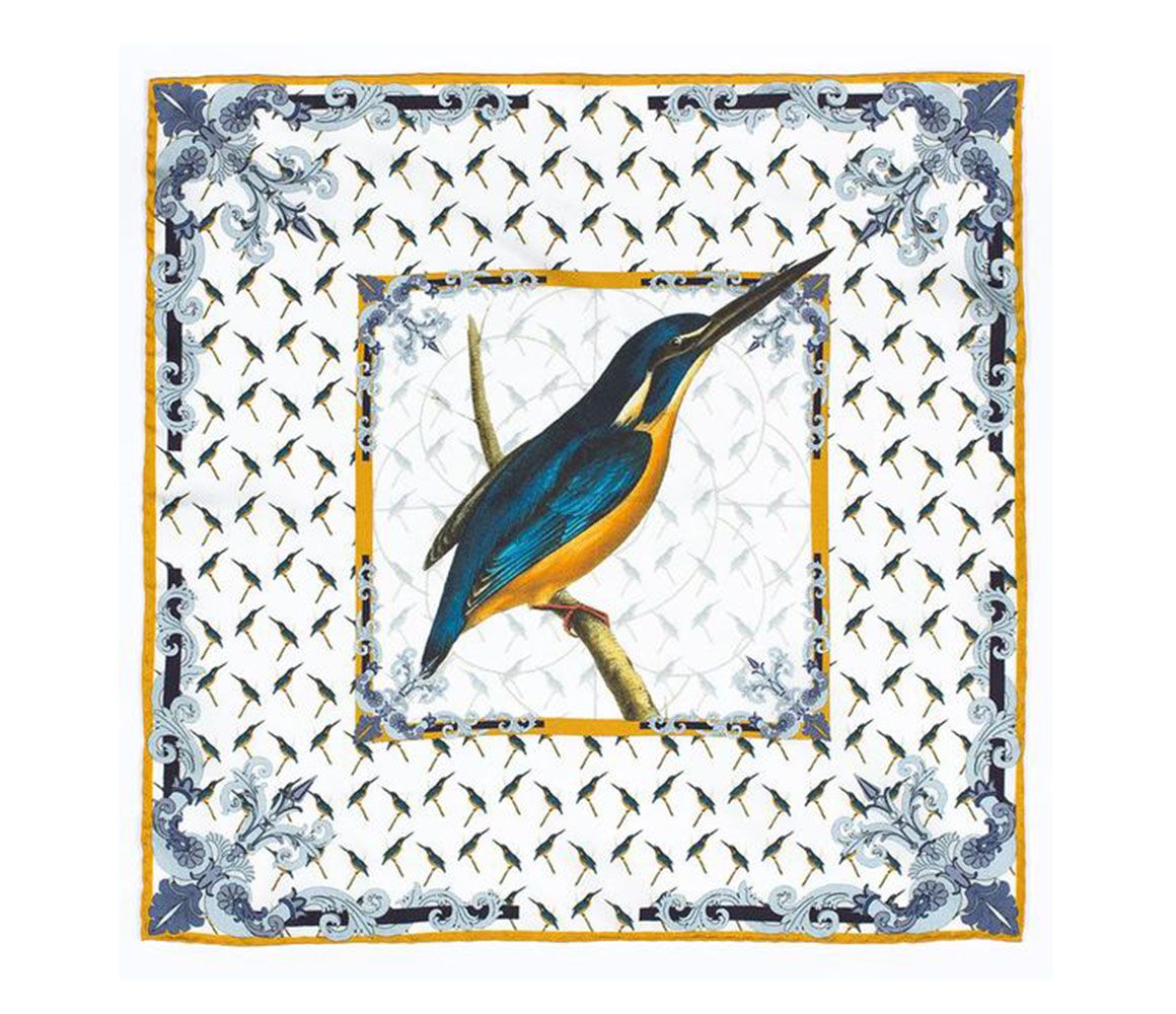 fathers day gift, kingfisher silk pocket square