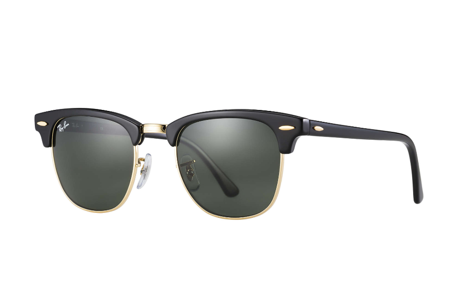 fathers day gift, ray ban clubmaster classic sunglasses, black with gold rim