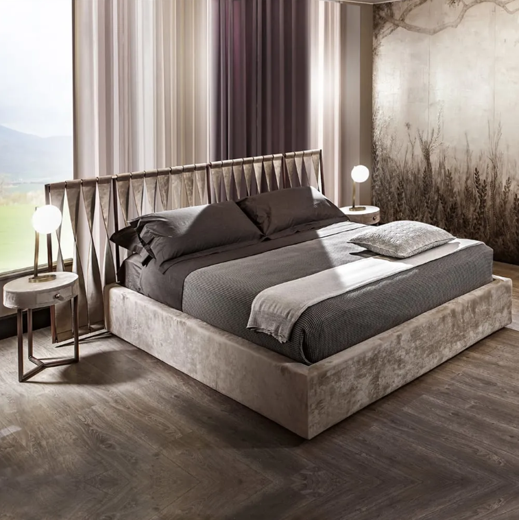 world sleep day, luxury bed with twisted leather headboard