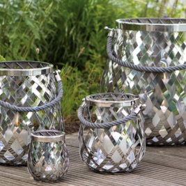 ex display modern nickel lattice design lantern set