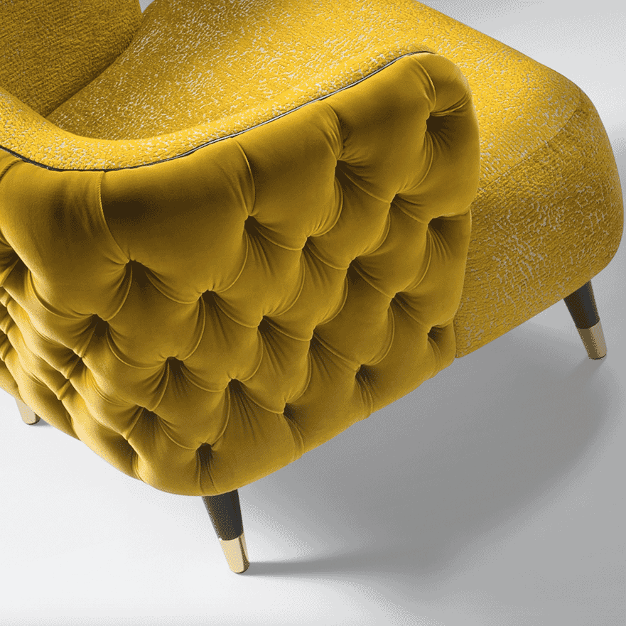 Textured velvet fabric tub armchair