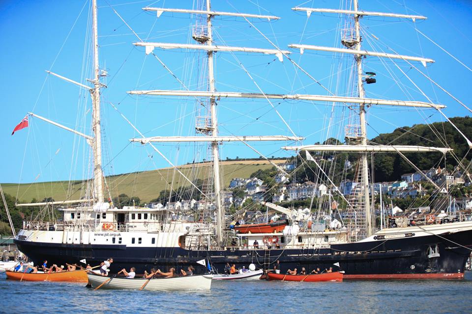 Regatta Season, Dartmouth Royal Regatta, rowing race, tall ships in background