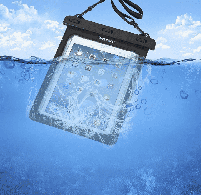 Waterproof iPad, Kindle or tablet case with strap