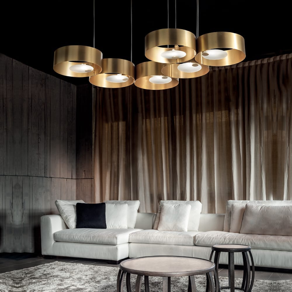 luxury lighting design, contemporary gold 6 circle ceiling pendant light