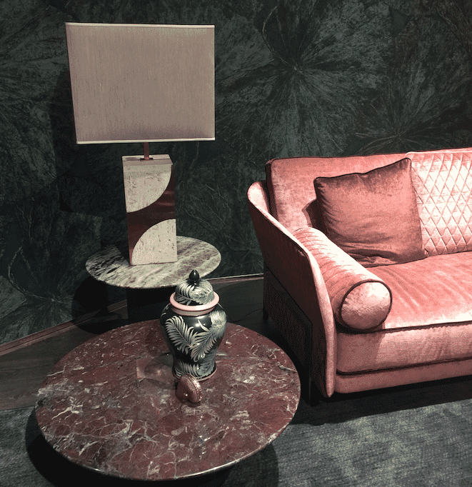 milan update red green marble earthy pink sofa