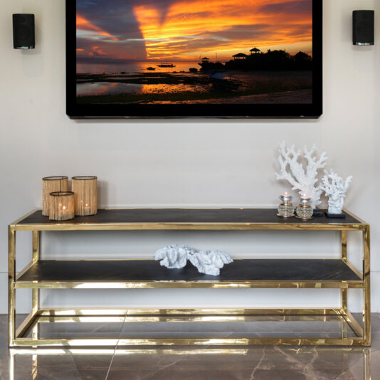 Black And Gold Modern TV Unit