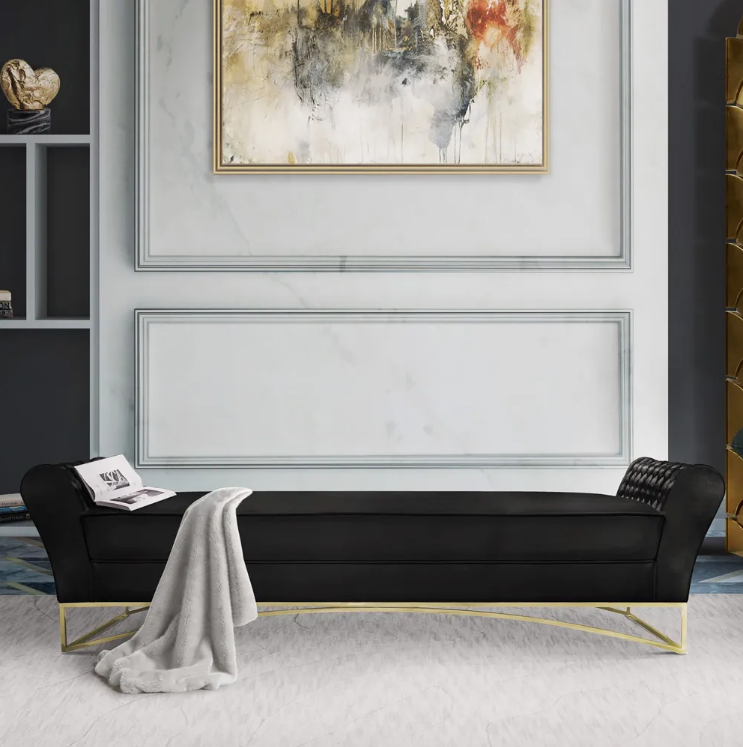 black velvet day bed, chaise longue