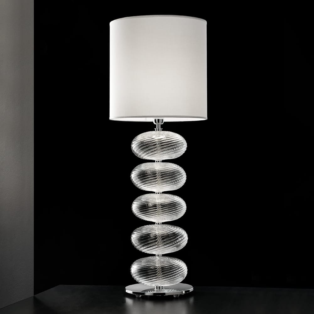 Impress the guests, murano glass table lamp, handcrafted glass twist baubles with white shade