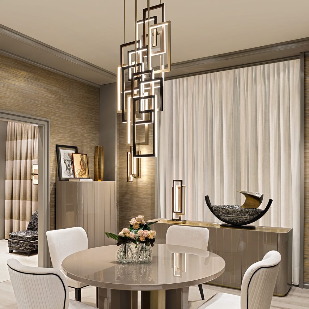 luxury lighting design, contemporary geometric ceiling pendant light