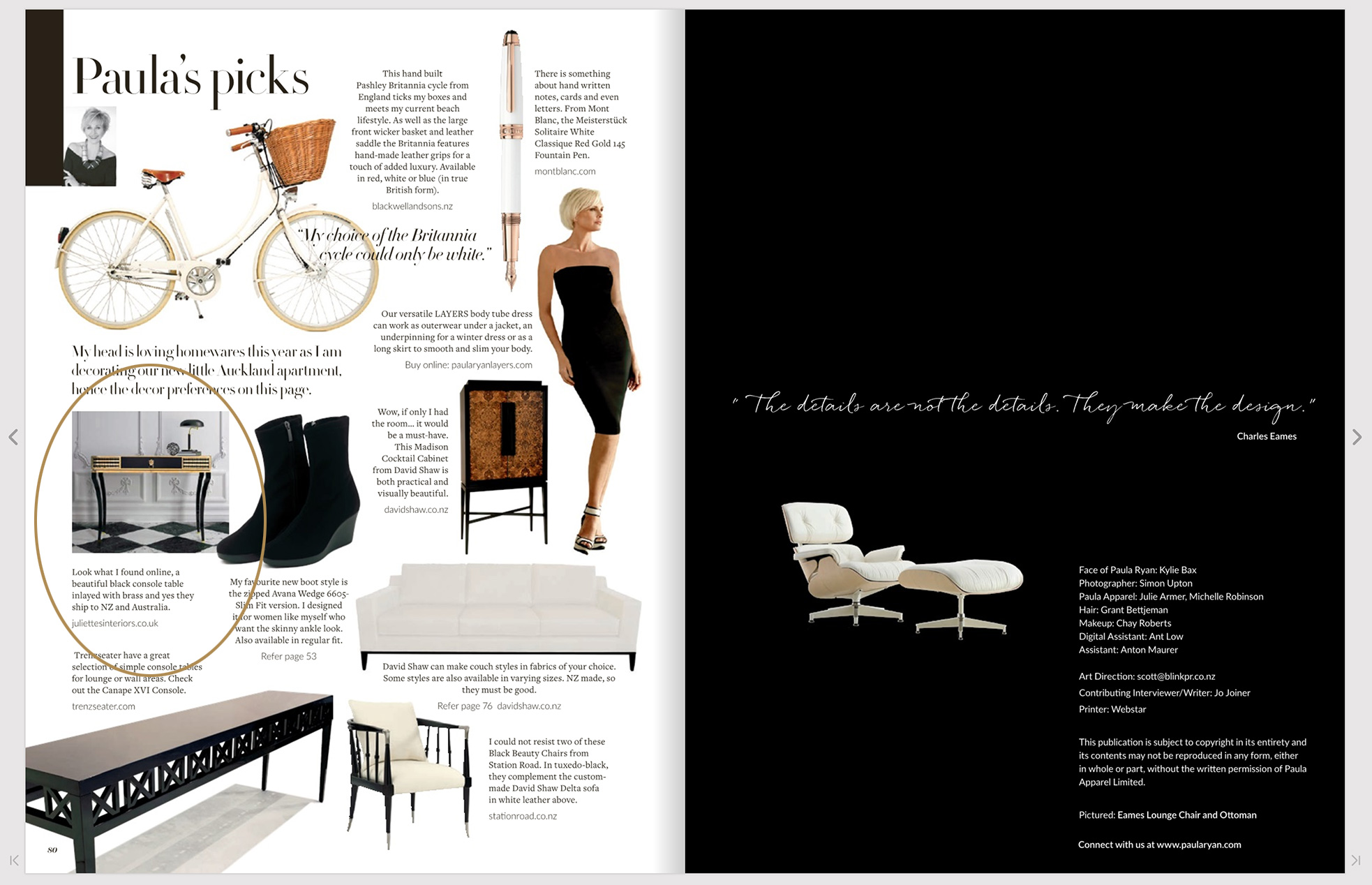 A console table by Juliettes Interiors features in Paula Ryan's magazine