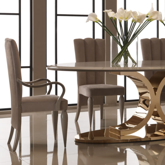 24 Carat Gold Plated Oval Designer Italian Dining Set